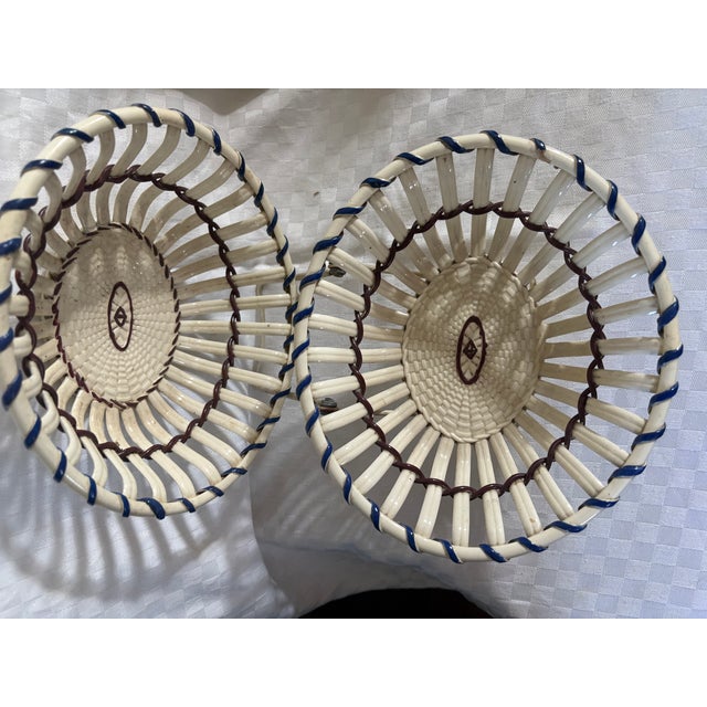 Pair 19th C Leeds English Pottery Chestnut Bowls For Sale - Image 11 of 14