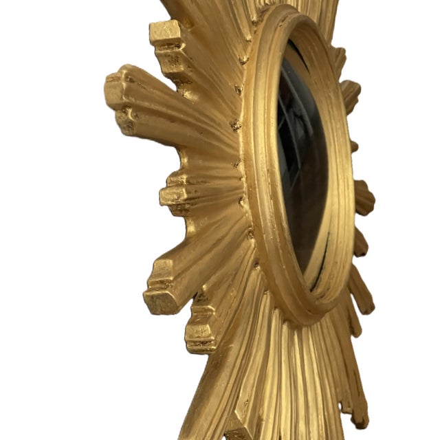 Convex Sunburst Mirror in Gold Resin For Sale - Image 9 of 10
