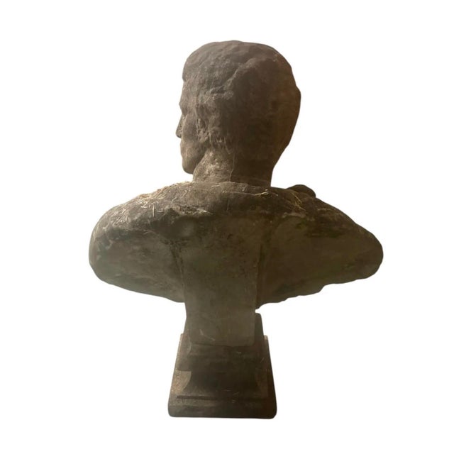 Antique English Neoclassical Cast Stone Bust on Sandstone Plinth For Sale In West Palm - Image 6 of 12