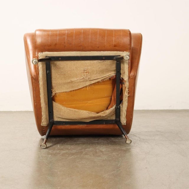 Small Vintage Chair in Leatherette and Metal Brass, 1950s For Sale - Image 10 of 12