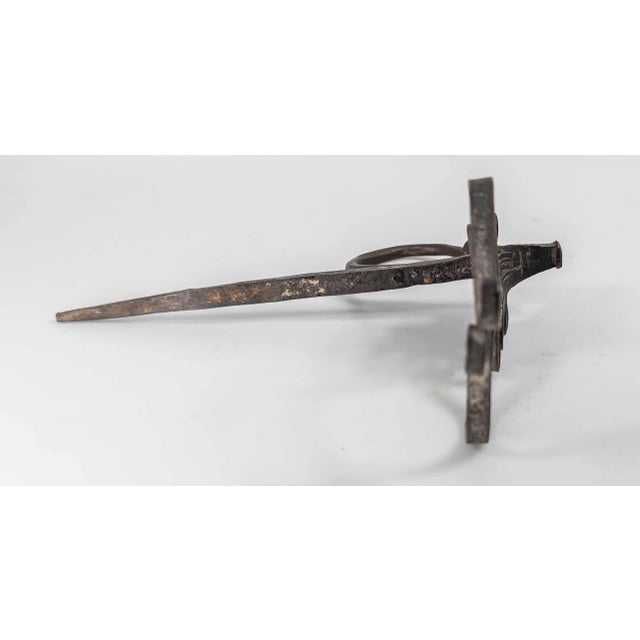 Metal 18th or 19th Century Blacksmith Handwrought Iron Betty Lamp Spike For Sale - Image 7 of 11