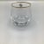 1980s Bohemian Crystalex Geneve Old Fashion Gold Rim Whiskey/Scotch/Bourbon Glasses With Pressed Teak Tray-Set of 13 For Sale - Image 5 of 13