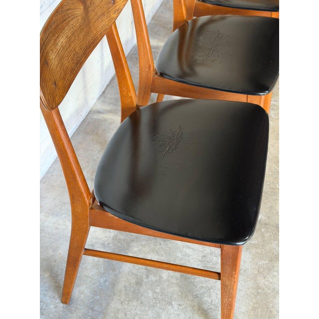 Textile Teak Dining Chairs With Black Leatherette Seats Set of 4 Danish Mid-Century Modern 1960s For Sale - Image 7 of 13