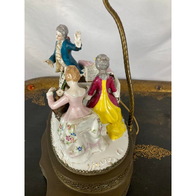 Vintage Musical Continental Porcelain Figurine Group Lamp Dresden Style For Sale - Image 10 of 17