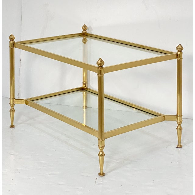 French Modern Rectangular Low Tables of Brass and Glass - Two Available For Sale - Image 4 of 13