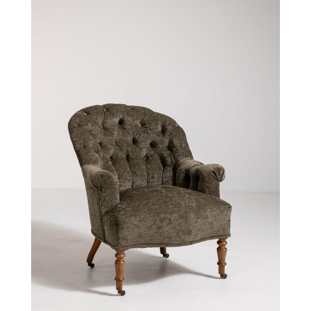 French Napoleon III Upholstered Armchair, Second Empire Style, France, Circa 1880 For Sale - Image 3 of 14
