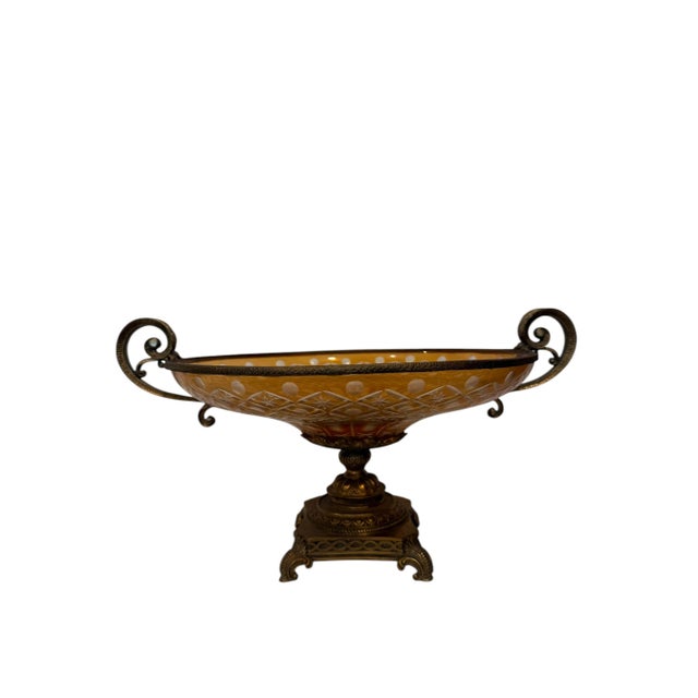 20th Century Cut Crystal Mounted Gilt Bronze Centerpiece. These centerpieces are often referred to as a tizzy or compote....