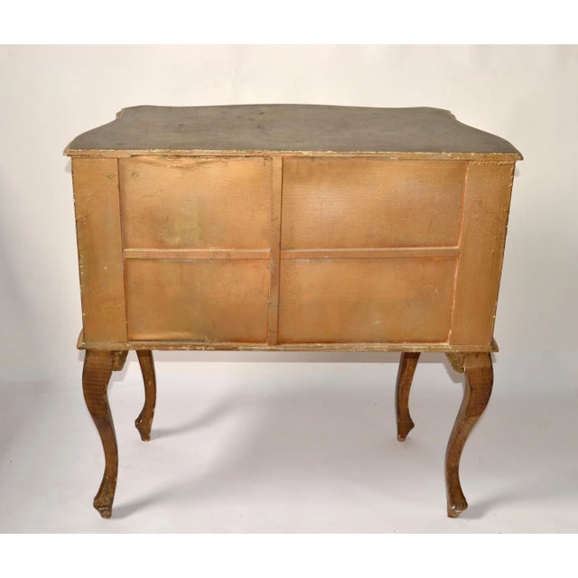 20th Century Etched Giltwood Florentine 2 Drawers Chest Commode and Brass Pulls For Sale - Image 10 of 13