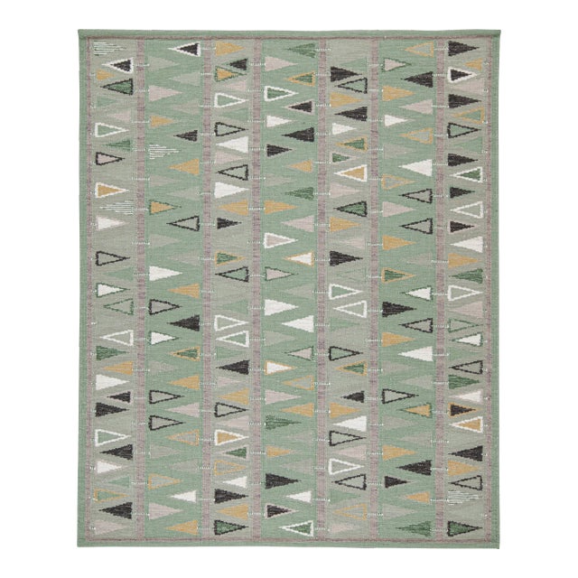 Swedish Geometric Rug by Celerie Kemble for Chairish in Sage, 7'x9' For Sale