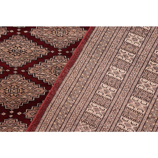 Red 1980s Shabby Chic Tribal Bokhara Red/Taupe Hand Knotted Wool Rug For Sale - Image 8 of 9