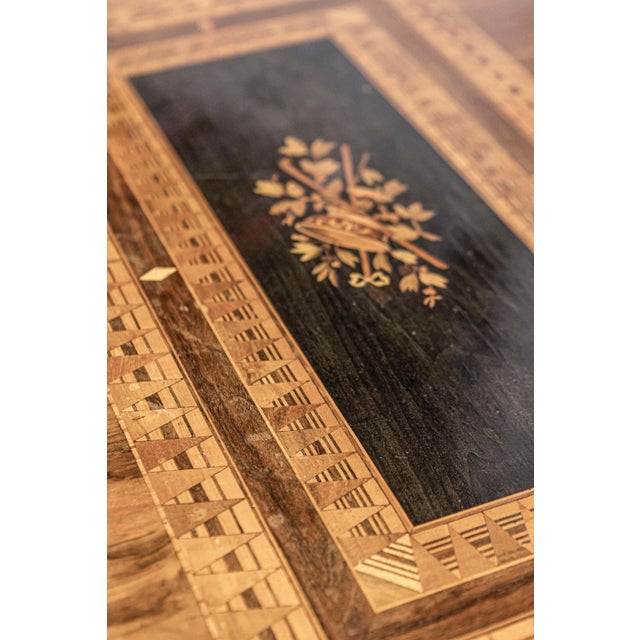Italian 19th Century Walnut and Mahogany Center Table with Floral Marquetry For Sale - Image 10 of 15