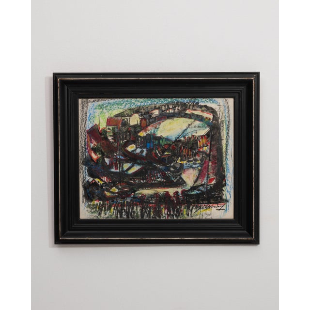 Mid 20th Century France Blue Wood Painting For Sale - Image 14 of 15
