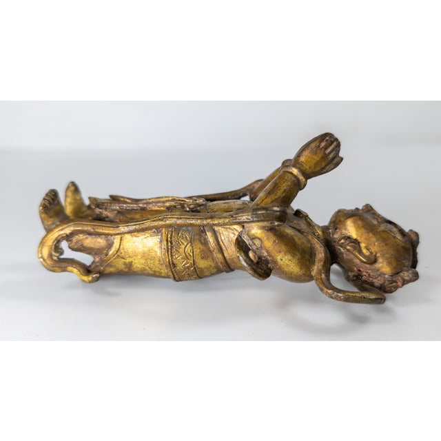 Metal 17th Century or Earlier Ming Gilt Bronze Figure of Boy Attendant For Sale - Image 7 of 13