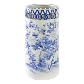 Chinese Hand Painted Ceramic Umbrella Stand For Sale
