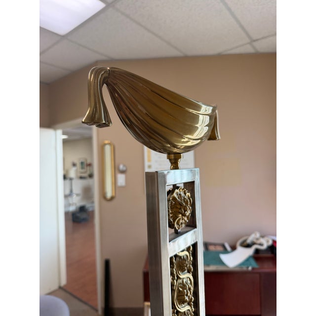 2000 - 2009 Hand-Cast Ormolu Brass Table Torchère With Marble Base For Sale - Image 5 of 8