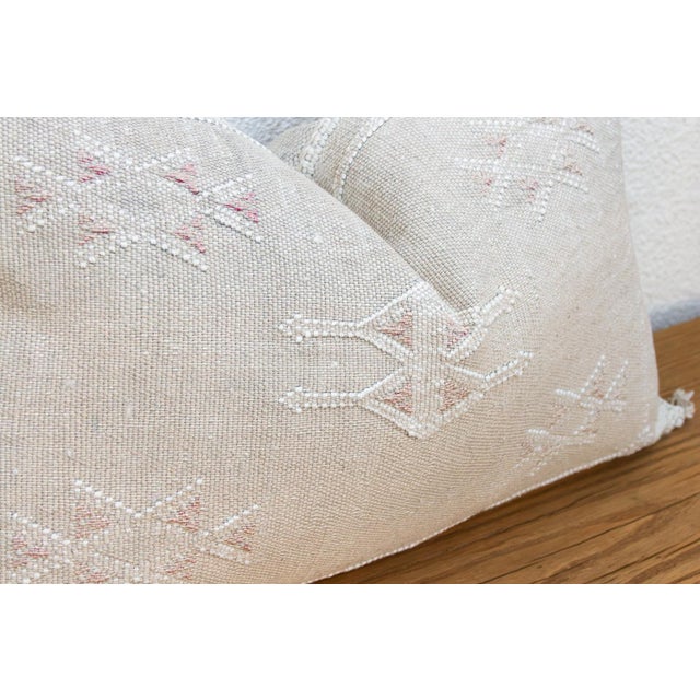 Textile Ivory Frost Lumbar Moroccan Silk Pillows, Set of 2 For Sale - Image 7 of 11