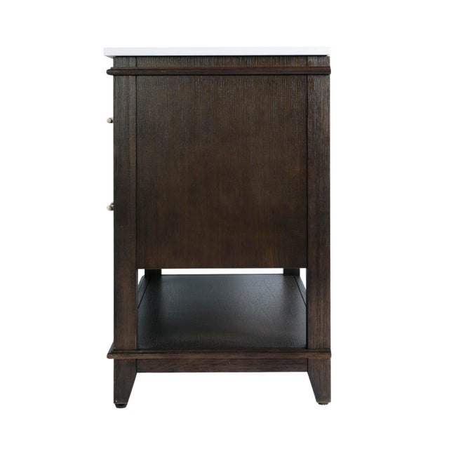 Brown Reece 48 in. W Wood & Quartz Single Sink Bathroom Vanity, Dark Roast Coffee Wire Brushed For Sale - Image 8 of 11