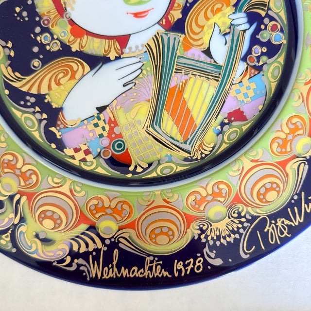 Modern Angel with Harp Christmas Plate in Porcelain by Björn Wiinblad for Rosenthal Studio Linie, Germany, 1978 For Sale - Image 3 of 7
