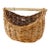 Vintage Rustic Boho Woven Wicker Reed Bamboo Handle Gathering Bread Basket For Sale