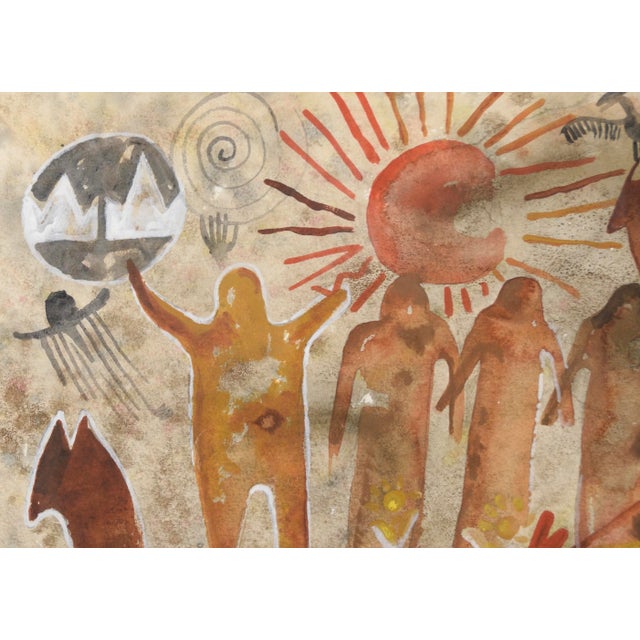 American Late 20th Century "Pictographs and Symbols" Acrylic Painting by Charles Stewart, Framed For Sale - Image 3 of 8