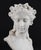 A beautifully sculpted Italian solid white Carrara marble bust sculpture of a Grecian Lady wearing a floral garland,...