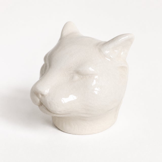 1930s Art Deco Crackle-Glazed Panther Head Piggy Bank by L&V Ceram, 1930s For Sale - Image 5 of 6