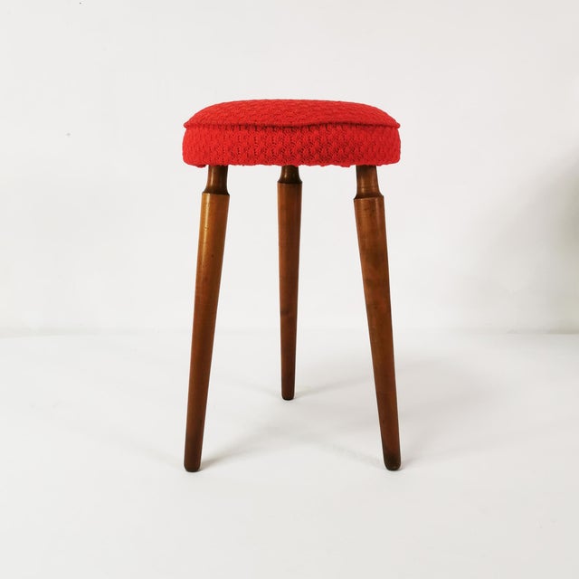Brown Modernist Stool, Czechoslovakia, 1960s For Sale - Image 8 of 9