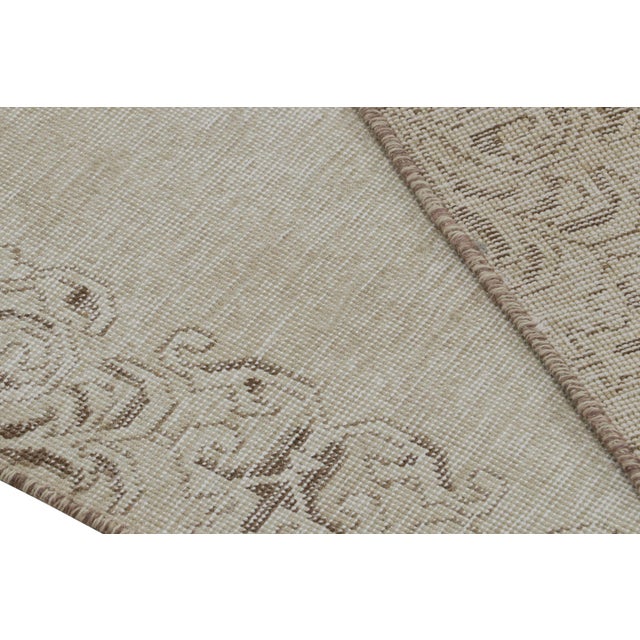 Textile Vintage Overdyed Persian Runner Rug in Beige-Brown Open Field, From Rug & Kilim For Sale - Image 7 of 7