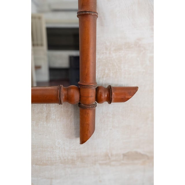 Turned Wood Faux Bamboo Mirror, 1940s For Sale - Image 3 of 4