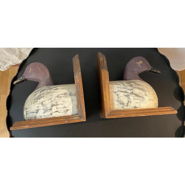 Wood 1980s Sarreid Ltd. Wooden Duck Bookends - a Pair For Sale - Image 7 of 10