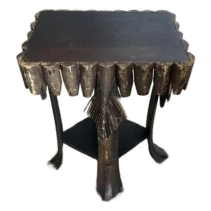 1910s Tramp Art Palm Wood Occasional Table For Sale