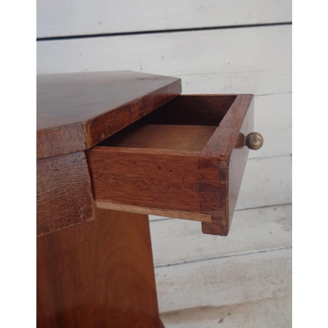 Brown Art Deco Octagonal Reading Table with Two Shelves and Drawers, 1930s For Sale - Image 8 of 17
