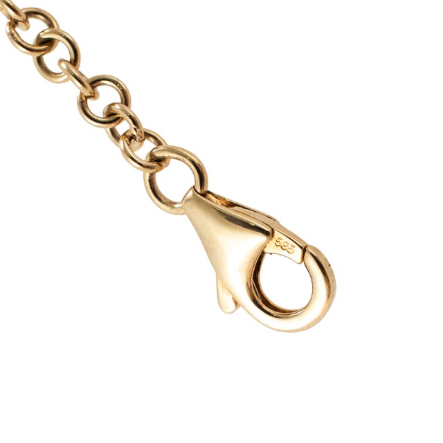 Metal 14k Rose Gold 0.41ctw Pave Diamond Barrel Rondelle Charm Chain Link Bracelet For Sale - Image 7 of 8
