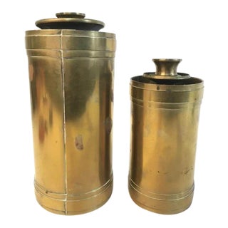 Late 20th Century Brass Candle Holders - a Pair For Sale