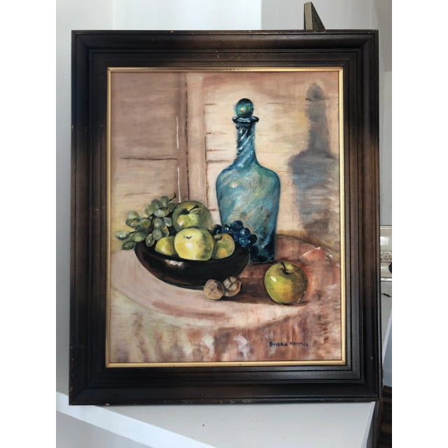 Georgia Memmer Vintage Original Nature-Morte Still Life Acrylic Painting on Canvas, Framed For Sale - Image 11 of 11