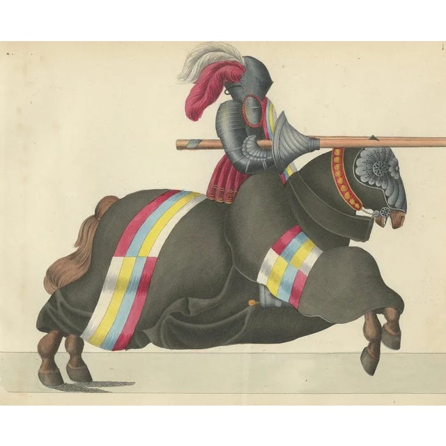 Von Reibisch, Knights Jousting in Ornate Black Caparisons, 1842, Hand-Coloured Print For Sale - Image 6 of 8
