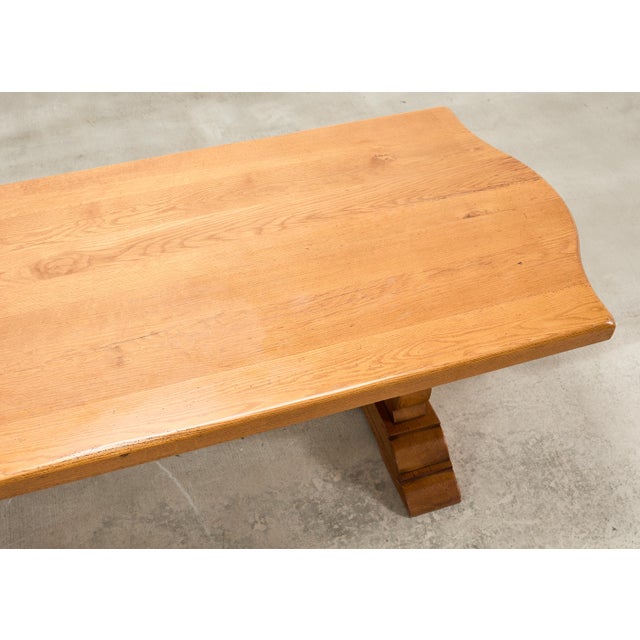 Wood Country French Provincial Oak Farmhouse Trestle Dining Table 8 Ft For Sale - Image 7 of 18