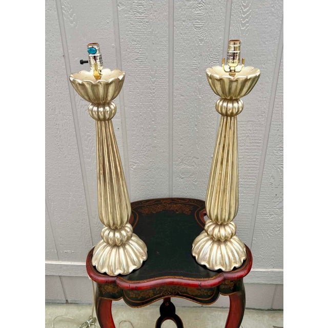 Gorgeous hand carved and gilded Panache Designs table lamps, made in LA and were once showroom samples in the LA Michael...