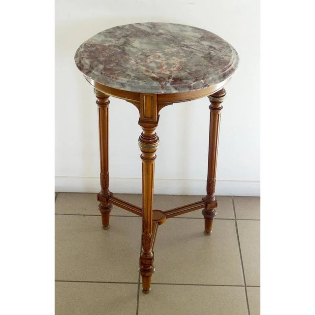 Vintage Brass Mounted Table in Walnut and Marble For Sale - Image 3 of 3