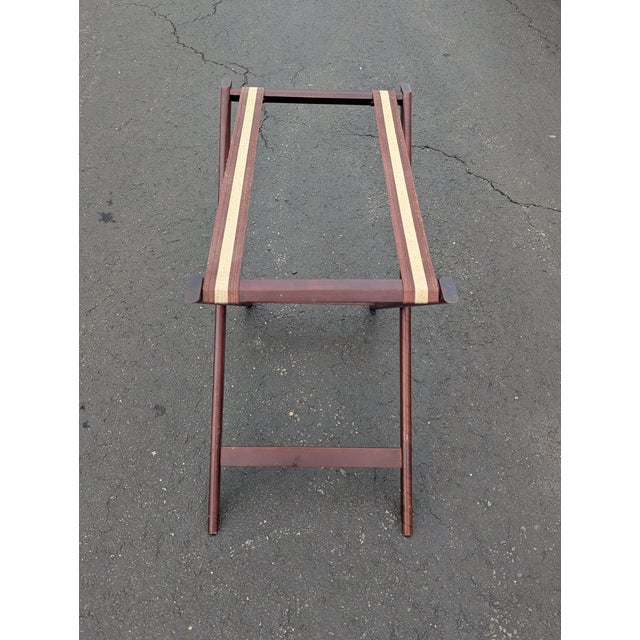 Vintage Folding Luggage Rack With Canvas Straps For Sale In Washington DC - Image 6 of 8