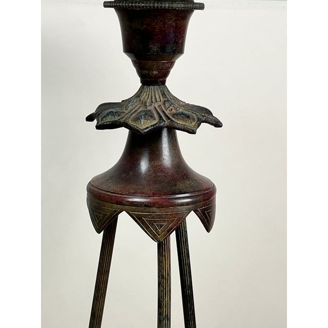 Metal Vintage Verdigris Bronze Neoclassical Style Glass End Table For Sale - Image 7 of 7