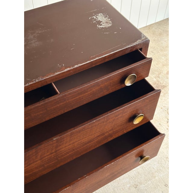 Vintage Norman Bel Geddes Steel Chest of Drawers With Mirror & Brass Pulls, C. 1930s For Sale - Image 11 of 18