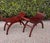 Burnt Umber Vintage Wood Slatted Mission-Style Curved Asian Benches With Rosewood Finish, a Pair For Sale - Image 8 of 8