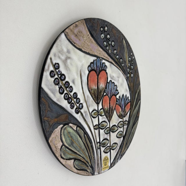 Handmade Ceramic Floral Wall Plate from Ruscha, Germany, 1970s For Sale - Image 10 of 17