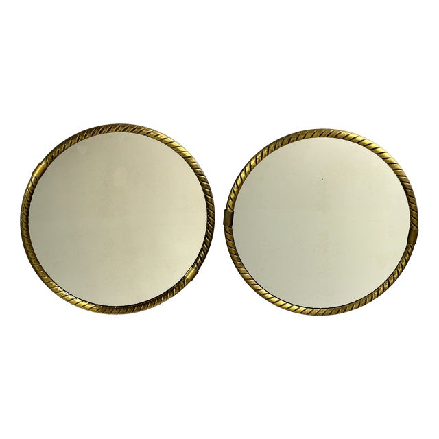 Mid-Century German Brass Rope Mirrors, 1970s, Set of 2 For Sale
