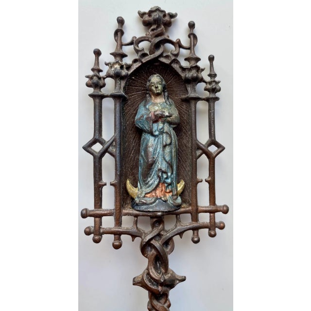 Brown Josef Glanz, 19th Century Austrian Original Cast Iron Virgin Mary Sculpture For Sale - Image 8 of 9