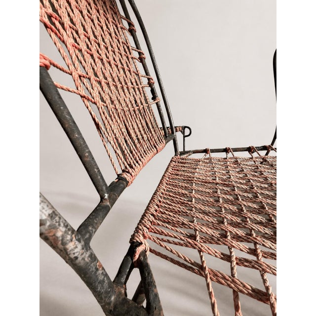 Mid-Century French Wrought Iron and Woven Cord Patio Chairs, 1950s, Set of 4 For Sale - Image 9 of 17