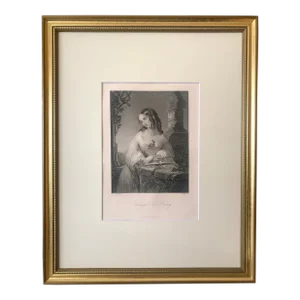 Antique English Engraving Print of a Beautiful Young Woman "Twilight and Poetry" 19th C. Victorian