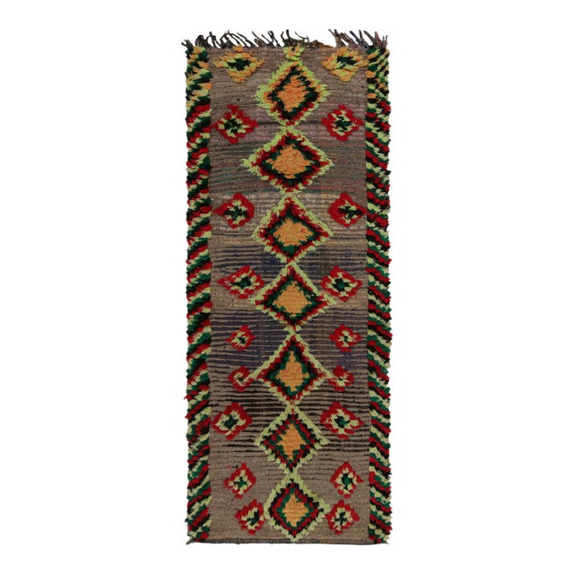 Vintage Moroccan Runner Rug With Colorful Diamond Medallions, From Rug & Kilim For Sale