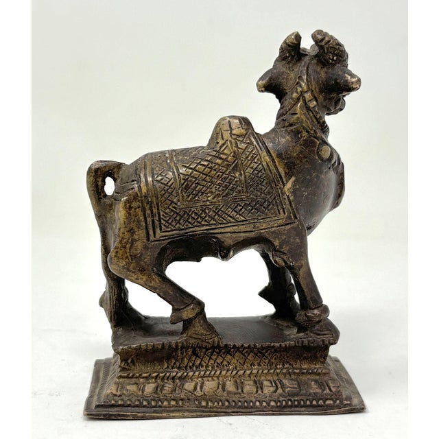 Metal Vintage Bronze Hindu Bronze "Nandi Bull" Cow Sculpture For Sale - Image 7 of 9